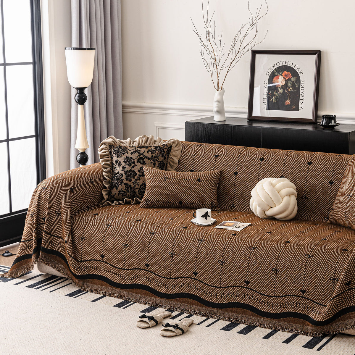 Chenille Couch Throw Cover Decorative Herringbone Sofa Blanket Protector for Couch, photo 25 of 42