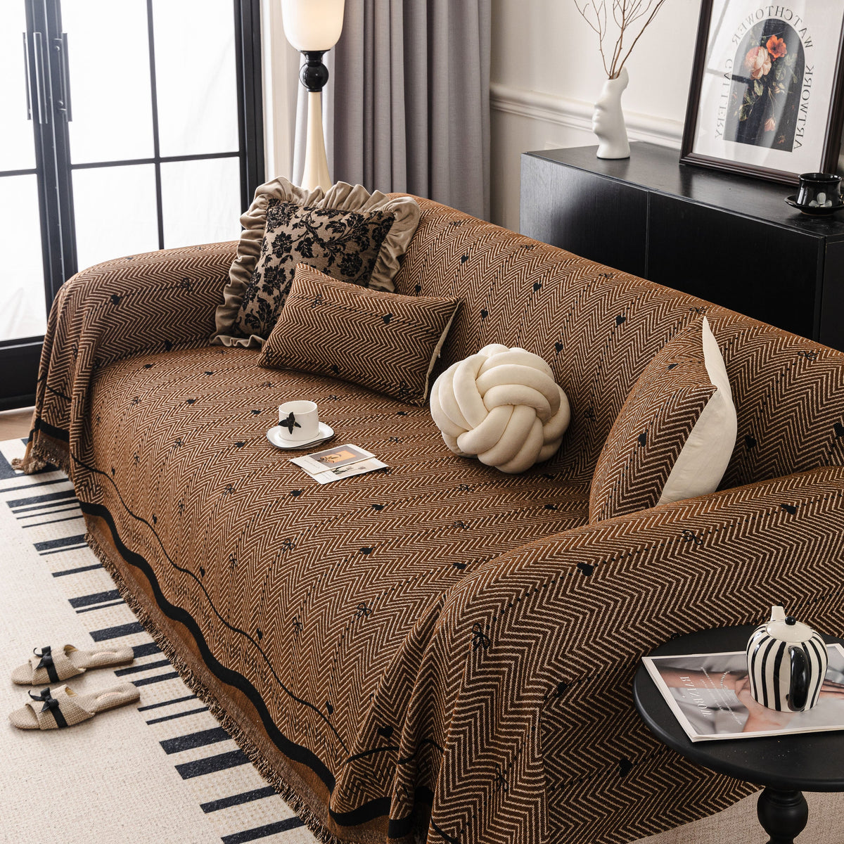 Chenille Couch Throw Cover Decorative Herringbone Sofa Blanket Protector for Couch, photo 27 of 42