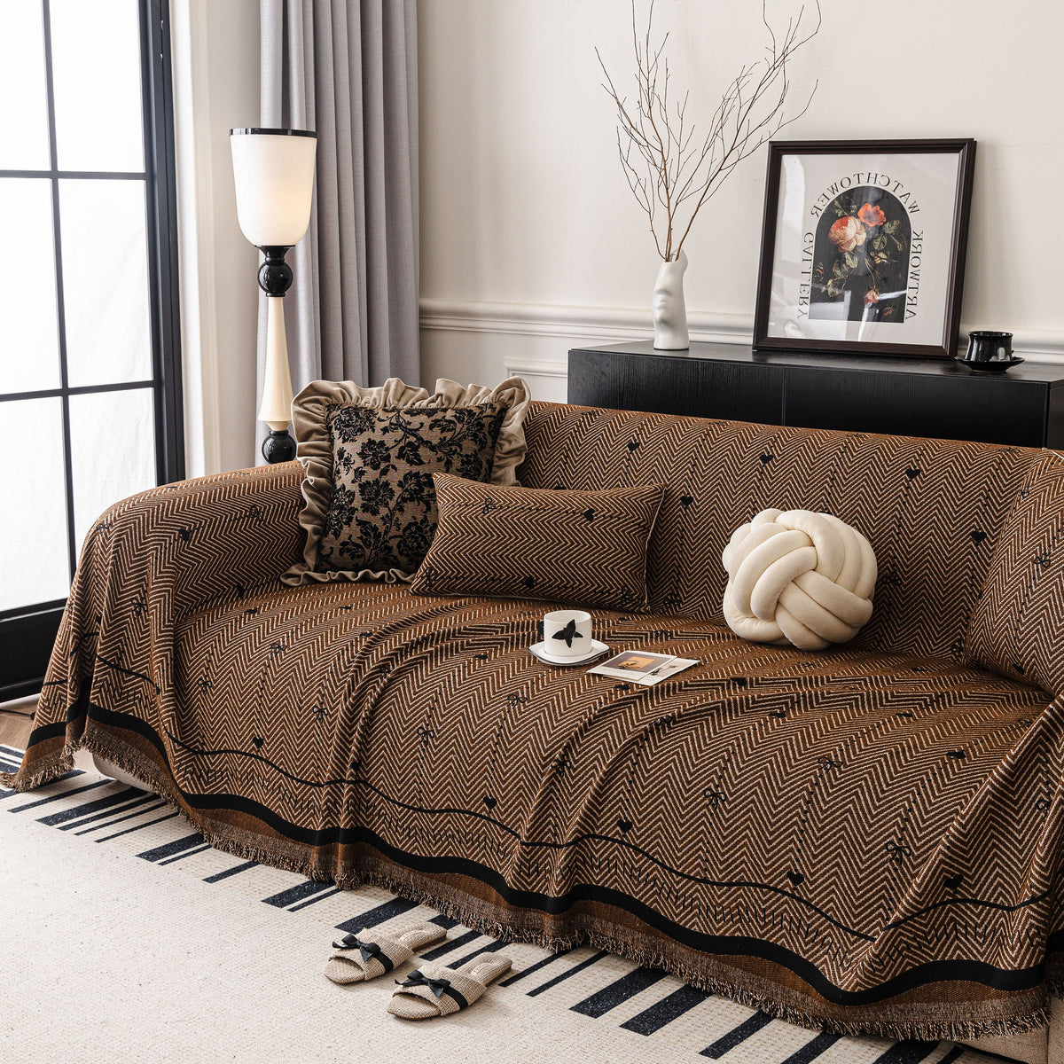 Chenille Couch Throw Cover Decorative Herringbone Sofa Blanket Protector for Couch, photo 36 of 42