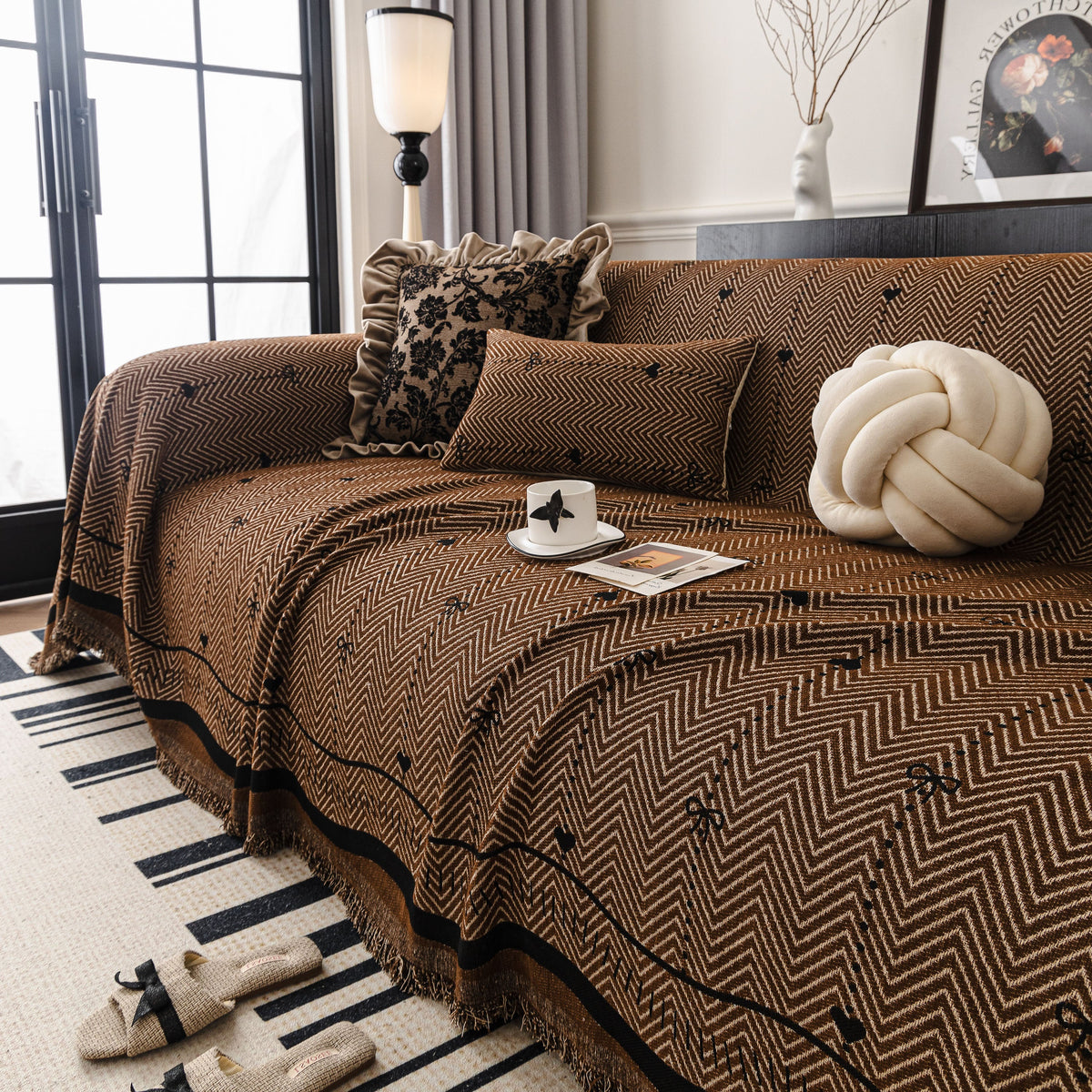 Chenille Couch Throw Cover Decorative Herringbone Sofa Blanket Protector for Couch, photo 34 of 42