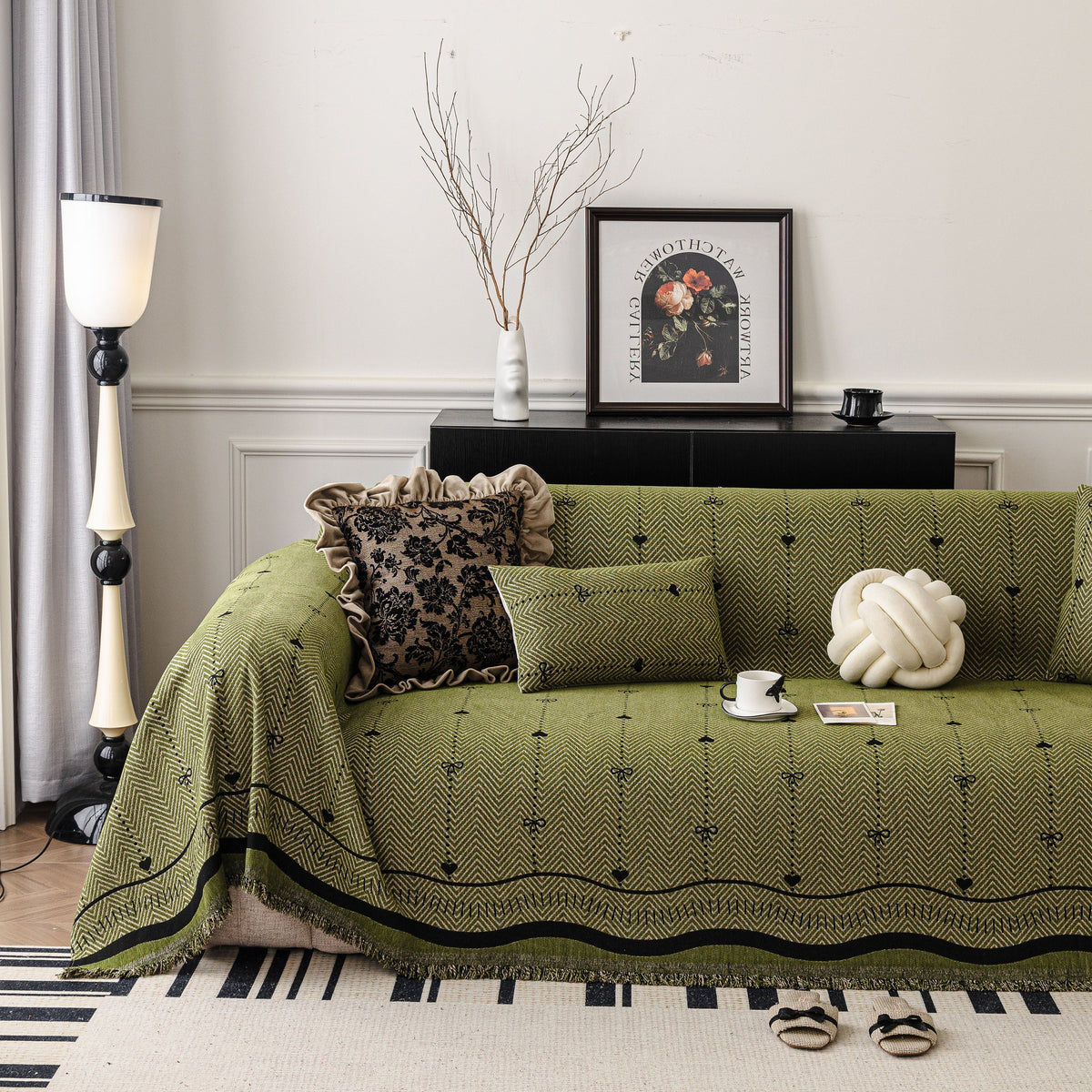 Chenille Couch Throw Cover Decorative Herringbone Sofa Blanket Protector for Couch, photo 22 of 42