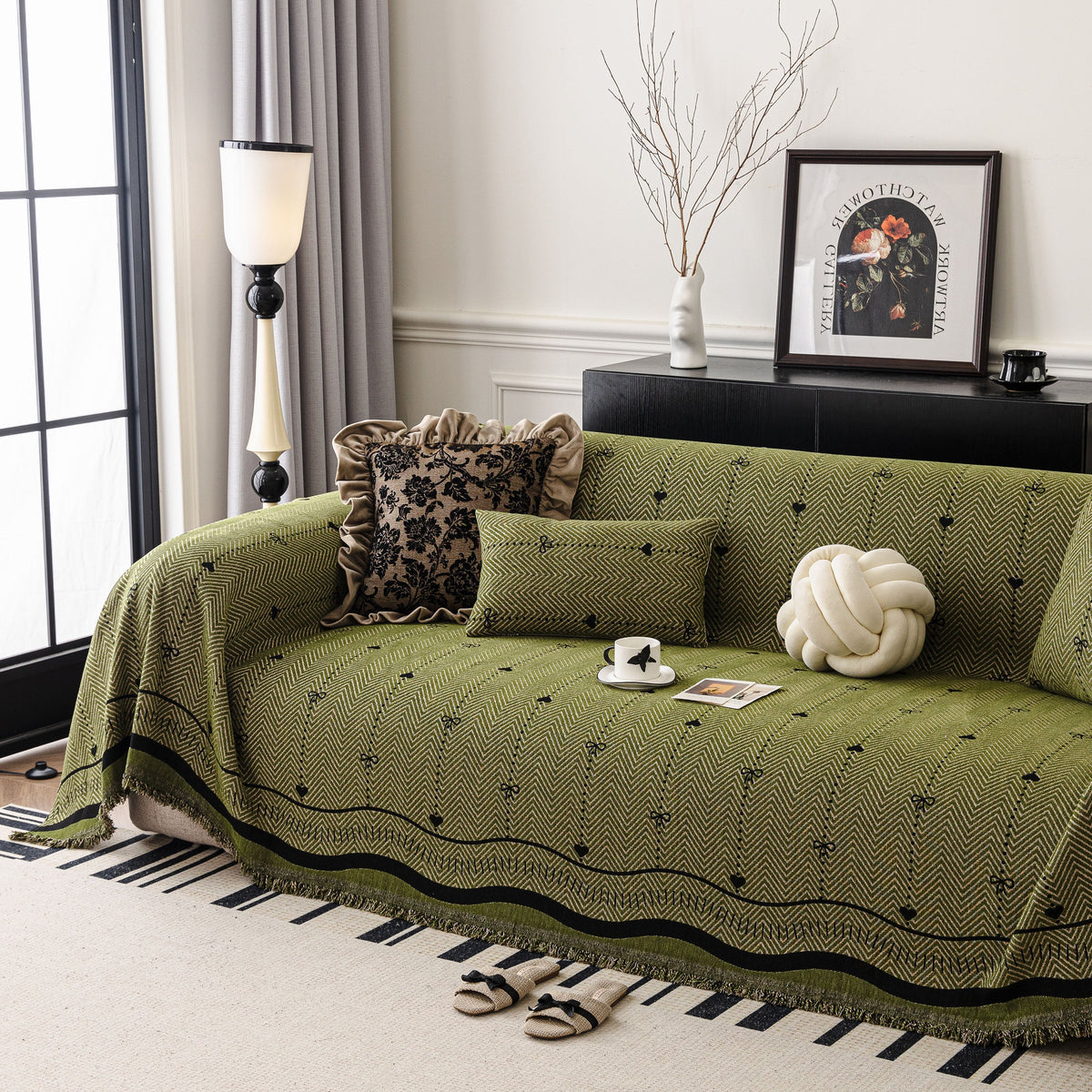 Chenille Couch Throw Cover Decorative Herringbone Sofa Blanket Protector for Couch, photo 21 of 42