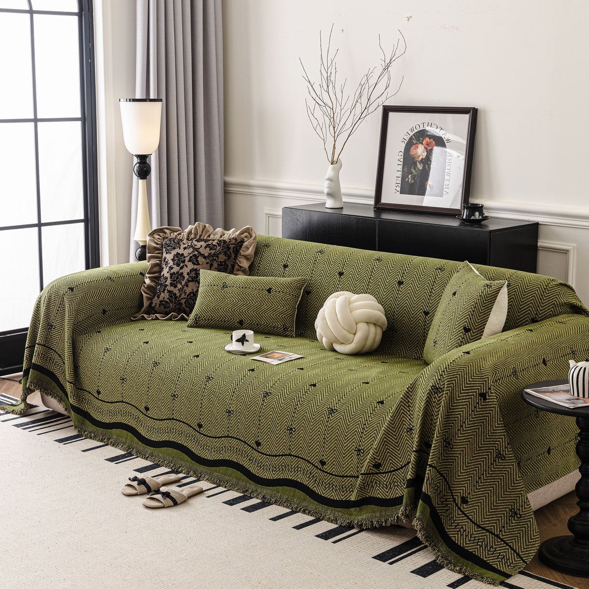 Chenille Couch Throw Cover Decorative Herringbone Sofa Blanket Protector for Couch, photo 19 of 42