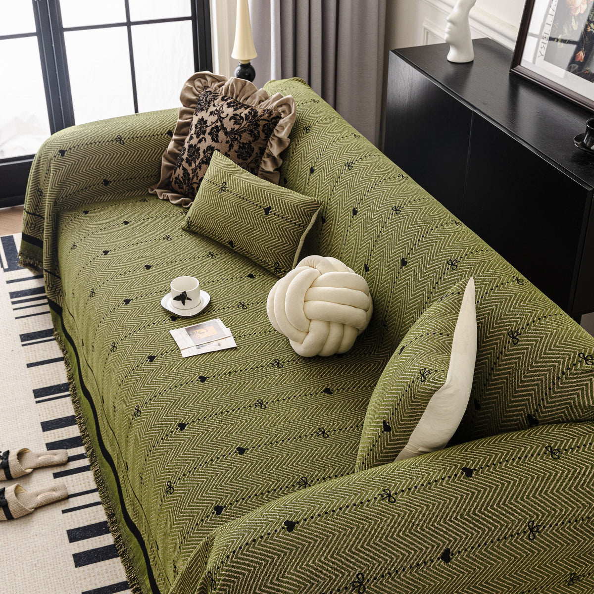 Chenille Couch Throw Cover Decorative Herringbone Sofa Blanket Protector for Couch, photo 4 of 42