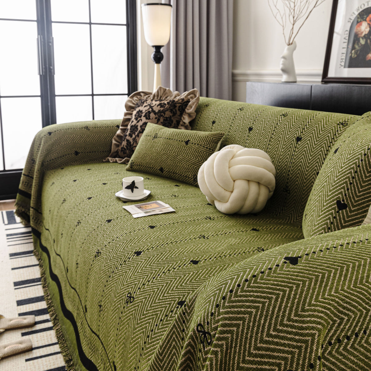 Chenille Couch Throw Cover Decorative Herringbone Sofa Blanket Protector for Couch, photo 17 of 42