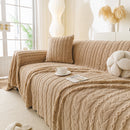 Thick Cozy 3D Cable Sofa Throw Cover, Plush Jacquard Warm Fleece Throw Blanket