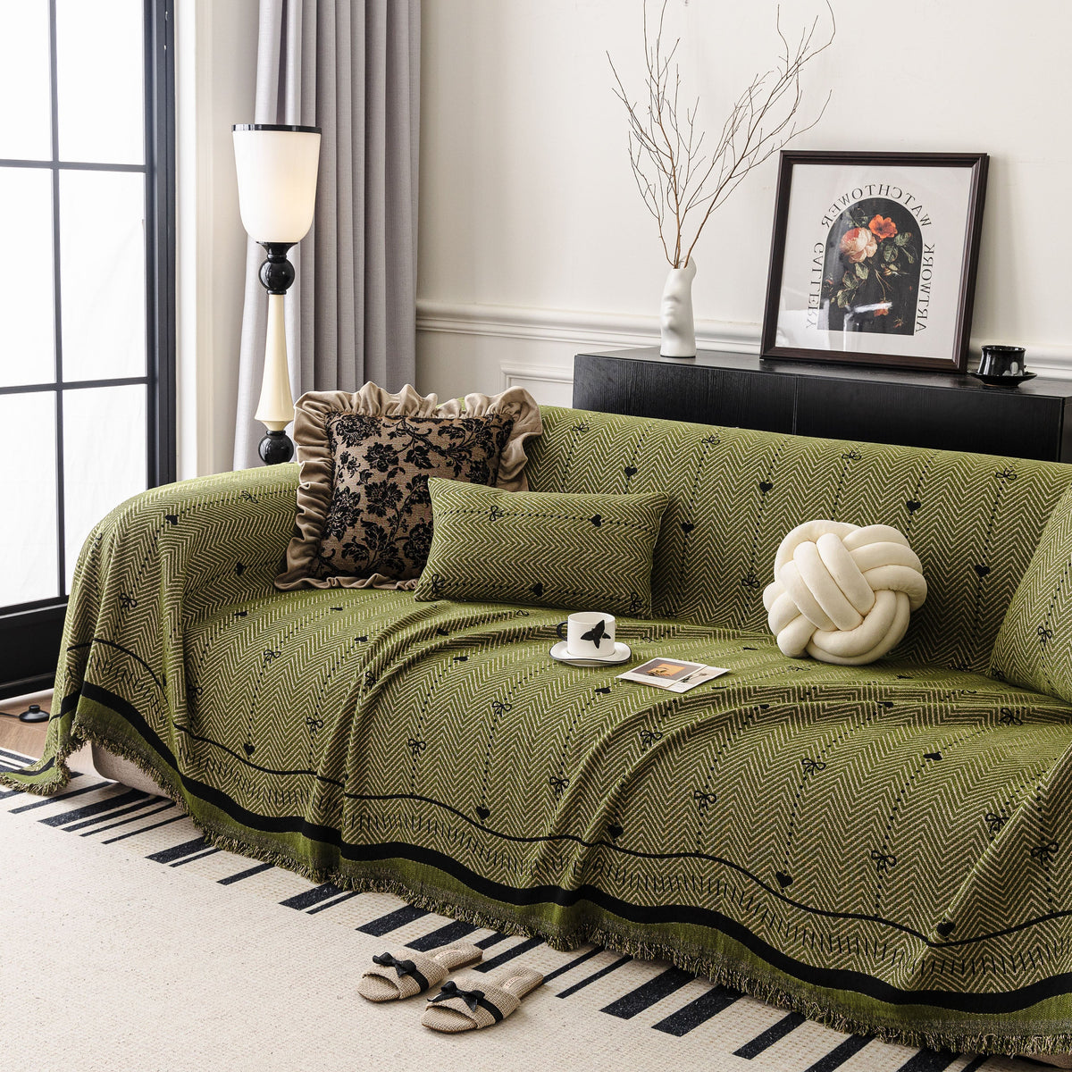 Chenille Couch Throw Cover Decorative Herringbone Sofa Blanket Protector for Couch, photo 15 of 42