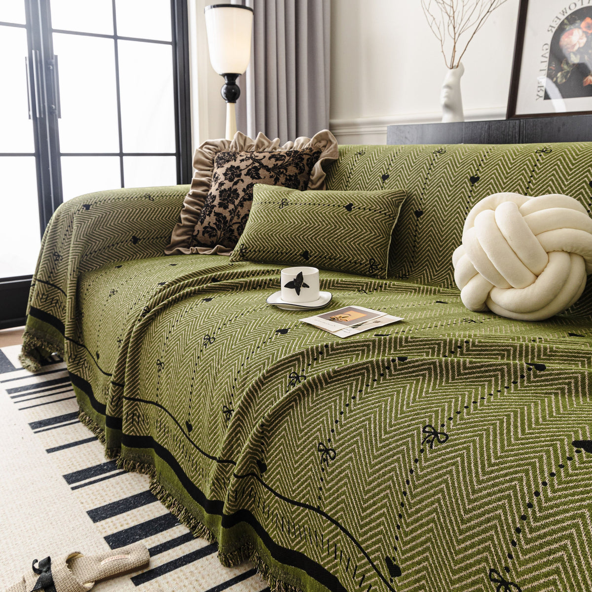 Chenille Couch Throw Cover Decorative Herringbone Sofa Blanket Protector for Couch, photo 13 of 42