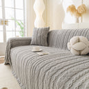 Thick Cozy 3D Cable Sofa Throw Cover, Plush Jacquard Warm Fleece Throw Blanket