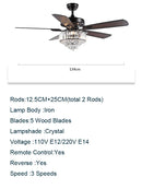 GobekUsa Crystal Ceiling Fan with Light & Remote Control, 52 Inch Luxury Design