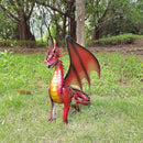 Decorative Red Dragon Figurine, Crackle The Dragon Statue, Patio Garden Porch Courtyard Decor by CozyNest Decor