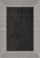 nuLOOM 9'6" x 12' Outdoor Area Rug, Casual Design With Striped Border, Stain Resistant, Highly Durable, For Patio, Balcony, Bedroom, Living Room, Dining Room, Bathroom, Black by CozyNest Decor