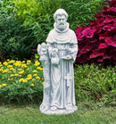 TOETOL St Francis Garden Statues 31 Inch Saint Francis of Assisi Catholic Christian Yard Decor Lawn Garden Patio Outdoor Sculptures Magnesium Oxide Stone Grey Garden Art Decorations by GreenHaven Gardens