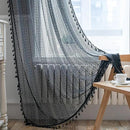 Sutuo Home Black Crochet Boho Curtain 63 Inches Length, Sheer Lace Handmade Tassels Knitted Window Treatment Vintage Rustic Bohemian Farmhouse Drape for Bedroom Rod Pocket 1 Panel 59" W x 63" L by CozyNest Decor