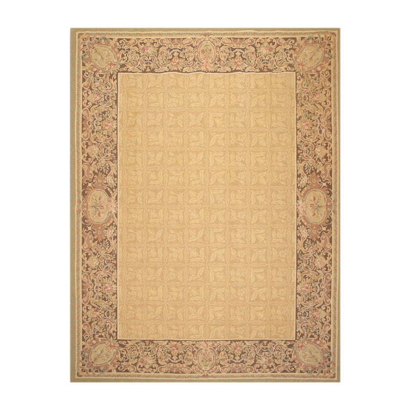 8’1"x11’6" Hand Woven 100% wool French Aubusson Needlepoint Area Rug Gold