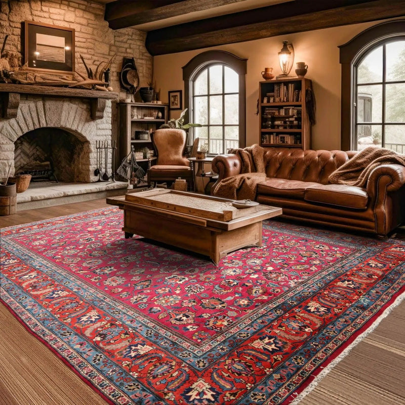 9x12 Rose, Orange Hand Knotted Wool Khorassan 200 KPSI Persian Oriental Area Rug