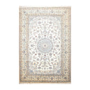 6'10" x 10’ Hand Knotted Auth. Nain Medallion Wool Silk Oriental Area Rug Ivory