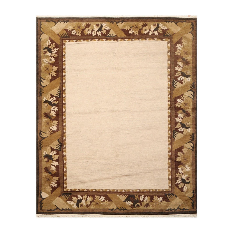 5'9" x 8'1" Hand Knotted Classic Loop/Cut Pile Tibetan Oriental Area Rug Beige