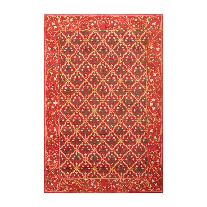 6' x 9' Hand Knotted Classic European Wool Tibetan Oriental Area Rug Rose