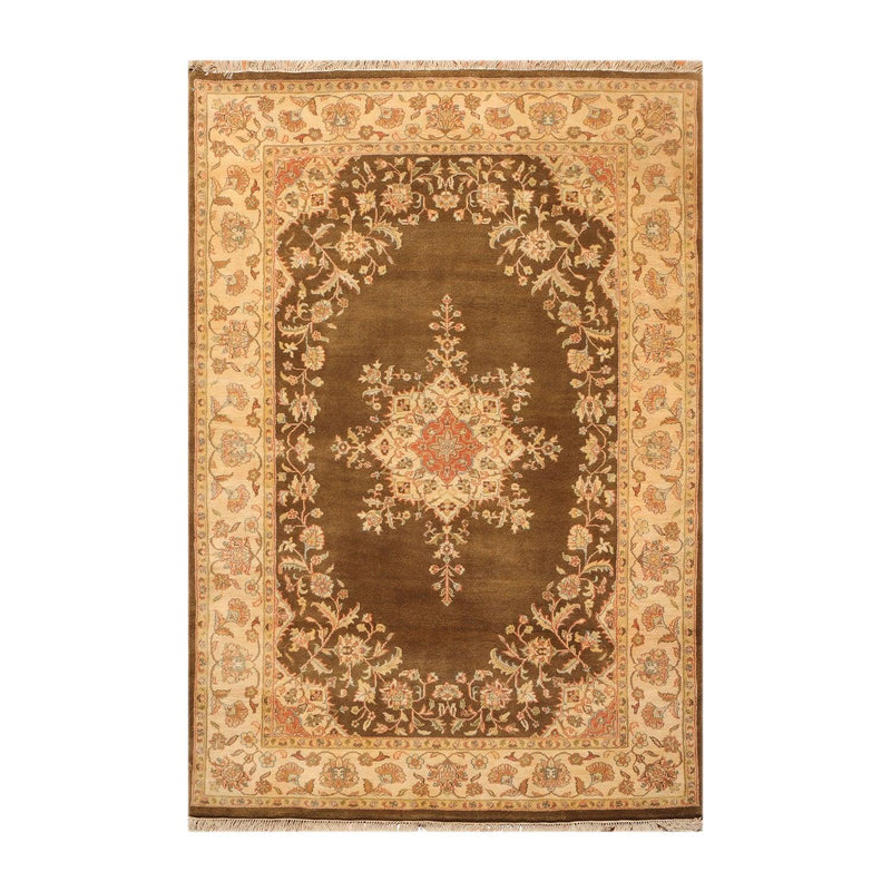 5' x 7'9" Hand Knotted Kermann Traditional 100% Wool Persian Oriental Area rug Mocha