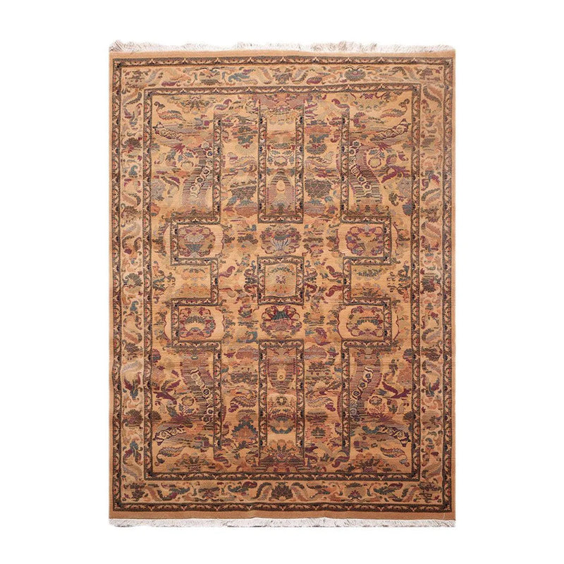 6x9 Gold, Rust Machine Made Wilton Weave 100% Wool Traditional Oriental Area Rug