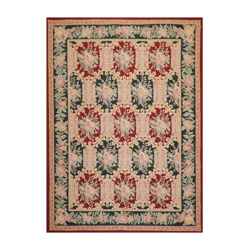 8x11 Red, Denim Hand Hooked 100% Wool Traditional Persian Oriental Area Rug