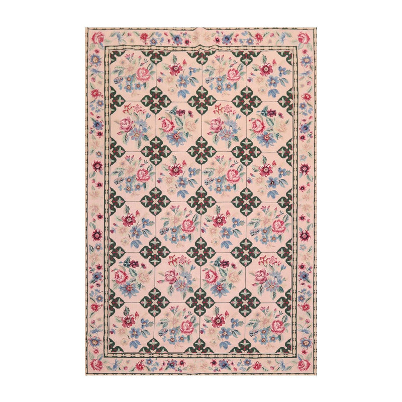 5'9" x 8'9" Hand Woven Traditional French Aubusson Needlepoint Area Rug Apricot