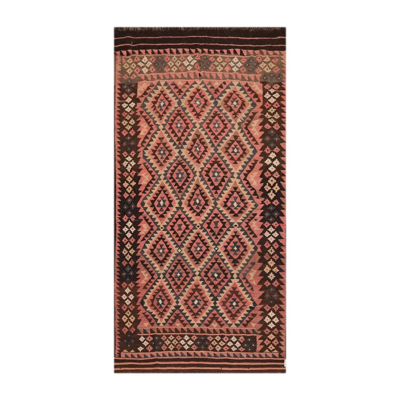 4'9"x10' Authentic Hand woven Reversible Southwestern Kilim Oriental Area Rug Rose