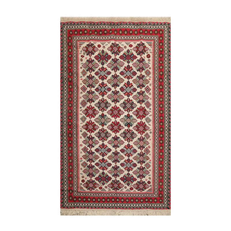 5'3" x 8'6" Vintage Wool Foundation Hand Knotted Wool Area Rug Beige