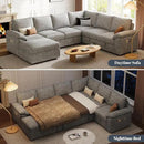 108 Inch Modular Sectional Sofa with Pull Out Bed,U Shaped 7 Seat Sectional Sleeper Sofa with Storage,Sectional Couches for Living Room,Cloud Modular Couch,Removable Sofa Cover,Light Gray by CozyNest Decor