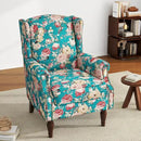 UIXE High Back Floral Accent Chair, Upholstered Armchair in Fabric, Retro Printed Wingback Arm Chair for Living Room, Nailhead Trim Single Sofa Bedroom Reading Seat - Peacock Blue by CozyNest Decor