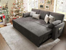 VanAcc Sleeper Sofa, Sofa Bed- 2 in 1 Pull Out Couch Bed with Storage Chaise, Sleeper Couch for Living Room, Grey Linen by CozyNest Decor