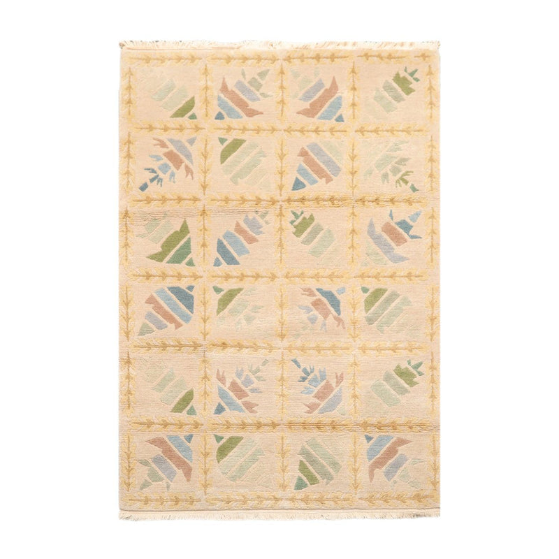 3'1" x 5'9" Hand Knotted 100% Wool Tibetan Oriental Area Rug Modern Beige