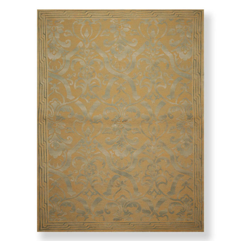 9x12 Tan Asmara French Aubusson Savonnerie Hand Knotted Wool Area Rug plush pile