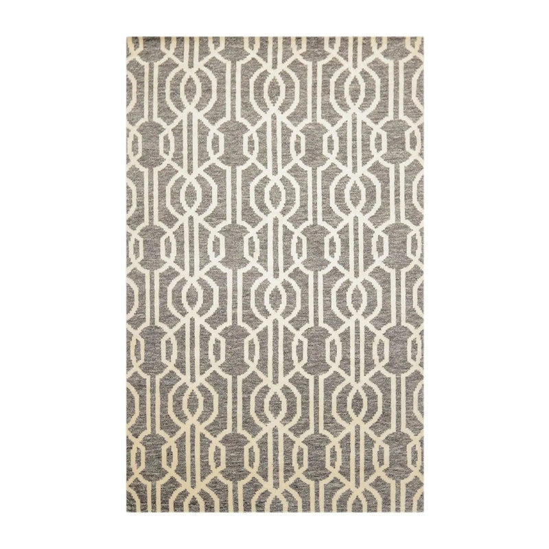 5' x 8' Hand Knotted Contemporary Designer Wool Oriental Area Rug Gray