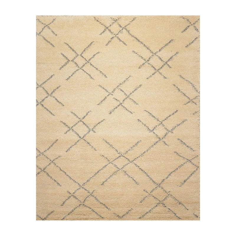 8 x 10 Hand Knotted 100% Wool Moroccan Designer Oriental Area Rug Ivory