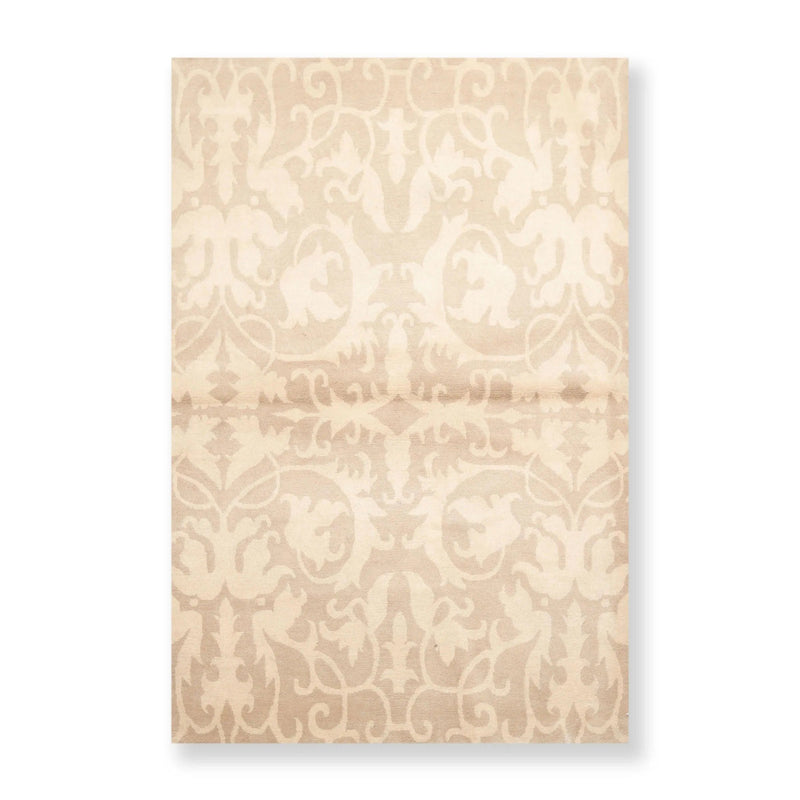 4' x 6' Hand knotted Tibetan Transitional 100% Wool Oriental Area Rug Beige