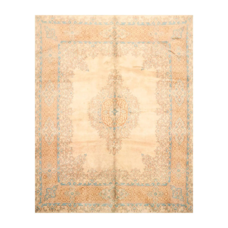 8' x 10' Hand Knotted Super Fine 250 KPSI Wool Oriental Area Rug Beige vintage