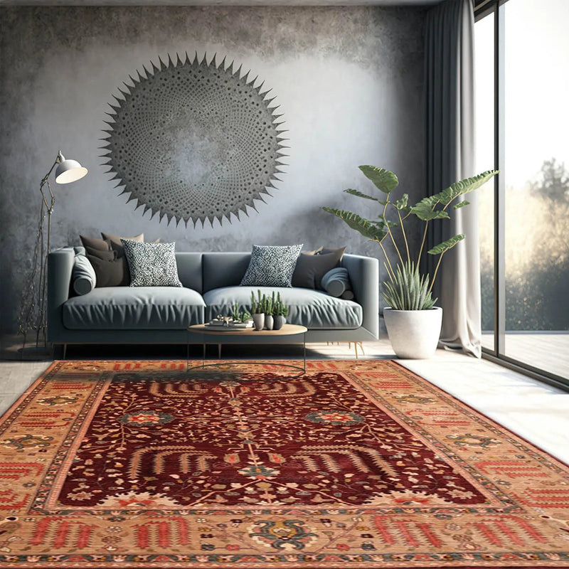 8'11" x 12' Hand Knotted S.fine Peshawar Stone Wash Oriental Area Rug Maroon