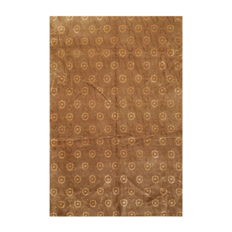 6' x 9'Hand Knotted S.Fine Wool & Silk Tibetan Oriental Area Rug Traditional Tan