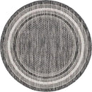 Unique Loom Outdoor Border Collection Area Rug - Soft Border (3' 1" Round, Black/ Ivory) by GreenHaven Gardens