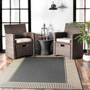 nuLOOM 9'6" x 12' Outdoor Area Rug, Casual Design With Striped Border, Stain Resistant, Highly Durable, For Patio, Balcony, Bedroom, Living Room, Dining Room, Bathroom, Dark Grey by CozyNest Decor