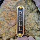 PULL Brass Door Sign. Traditional Style Home Décor Wall Plaque Handmade By The Metal Foundry UK. by CozyNest Decor