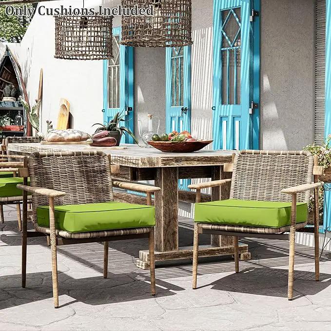 Patio Chair Cushions 24 X 24 X 5 Inch Waterproof Outdoor Seat Cushions for Patio Furniture, Outdoor Sofa Couch Pads with Ties & Handle, Set of 2, Grass Green, photo 7 of 7
