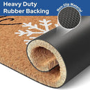 Barnyard Designs Natural Coco Coir Christmas Doormat - Large Cute Non-Slip Heavy Duty Backing Door Mat for Outside Entrance or Porch Entry, Brown (17x30, Winter Snowflake) by CozyNest Decor