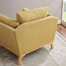 Large-Sized Accent Chair, Thick Cushion Bedroom Reading Chair, Comfortable Living Room Single Sofa, Linen Yellow by CozyNest Decor