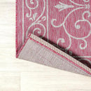 JONATHAN Y SMB106J-5R Charleston Vintage Filigree Textured Weave Indoor Outdoor Area Rug, Coastal, Bohemian, Classic Easy Clean,Bedroom,Kitchen,Backyard,Patio, Non-Shed, Fuchsia/Light Gray, 5' Round