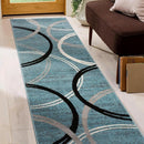 Rugshop Modern Wavy Circles Design Runner Rug 2' x 10' Blue by TinyTreasures Baby Boutique