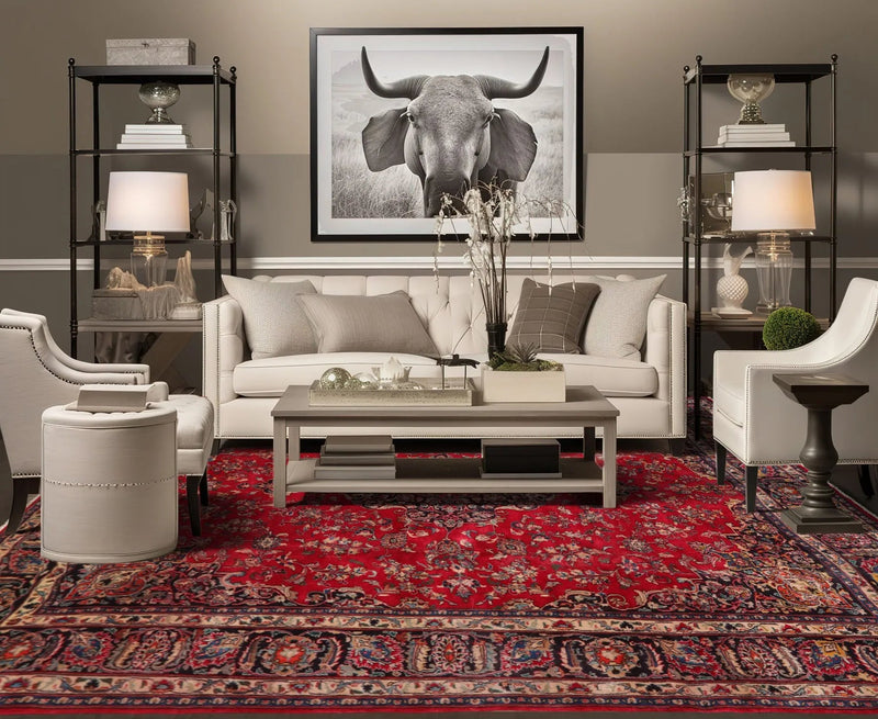 9x12 Red Hand Knotted Traditional Sarouk Wool Oriental Area Rug