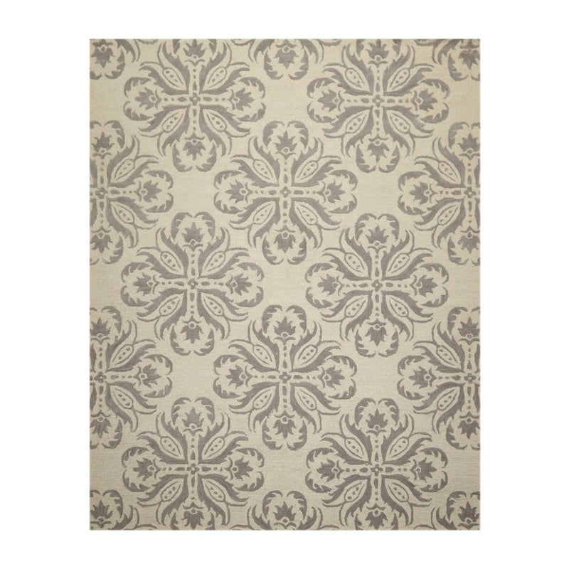 8' x 10' Handmade Wool Loop & Cut Pile Transitional Oriental Area rug Beige